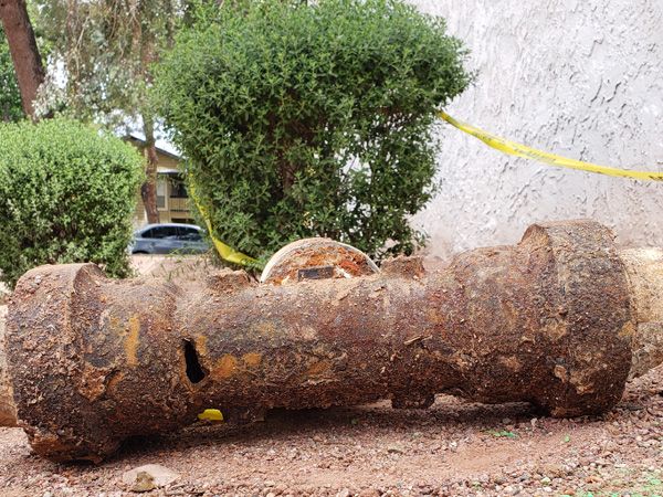 Old rusted failed pipe found during repipe