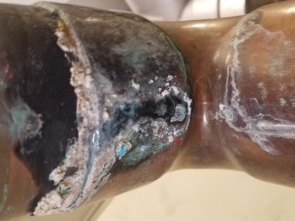 Failed copper pipe